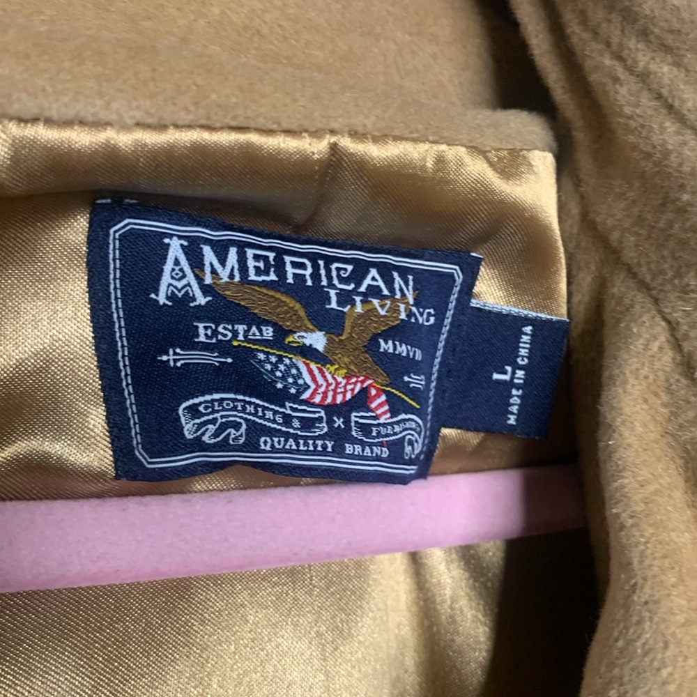 NEW american living danielle camel wool angora blend trench coat jacket large - Picture 7 of 9